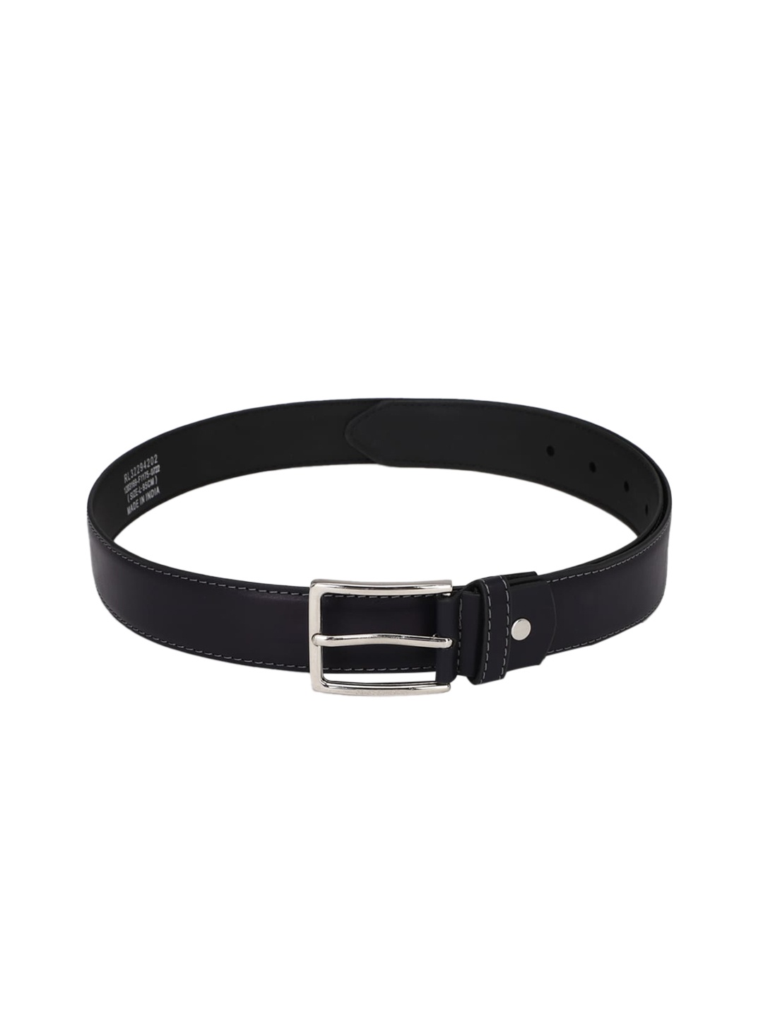 

Peter England Men Black Solid Leather Belt