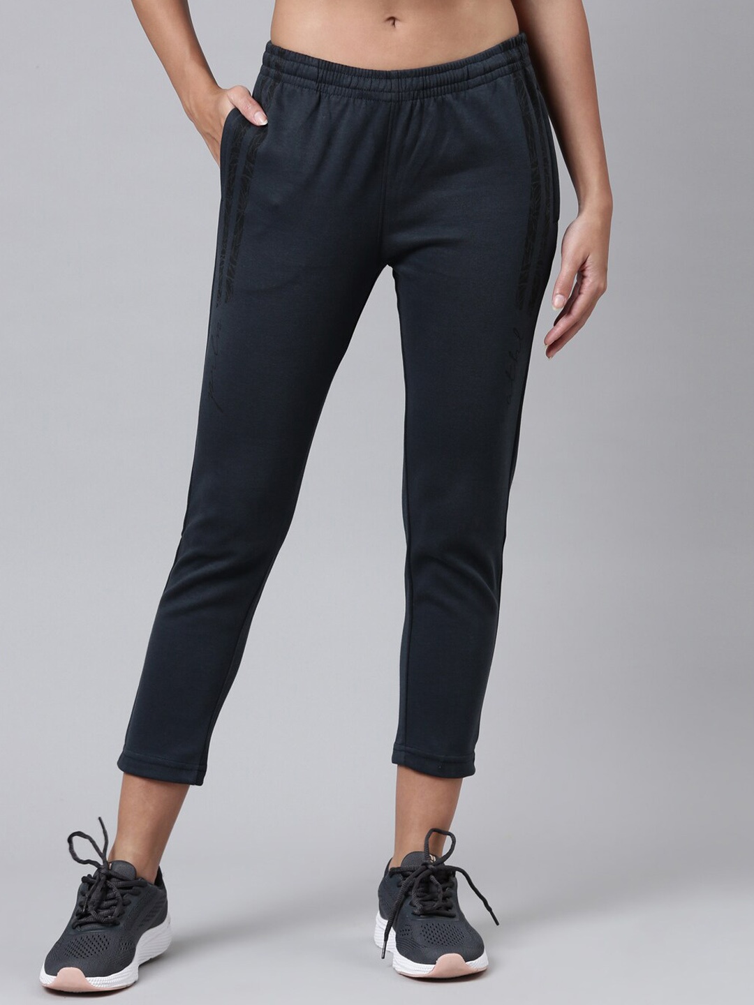 

Proline Active Women Grey Solid Cotton Track Pants, Blue