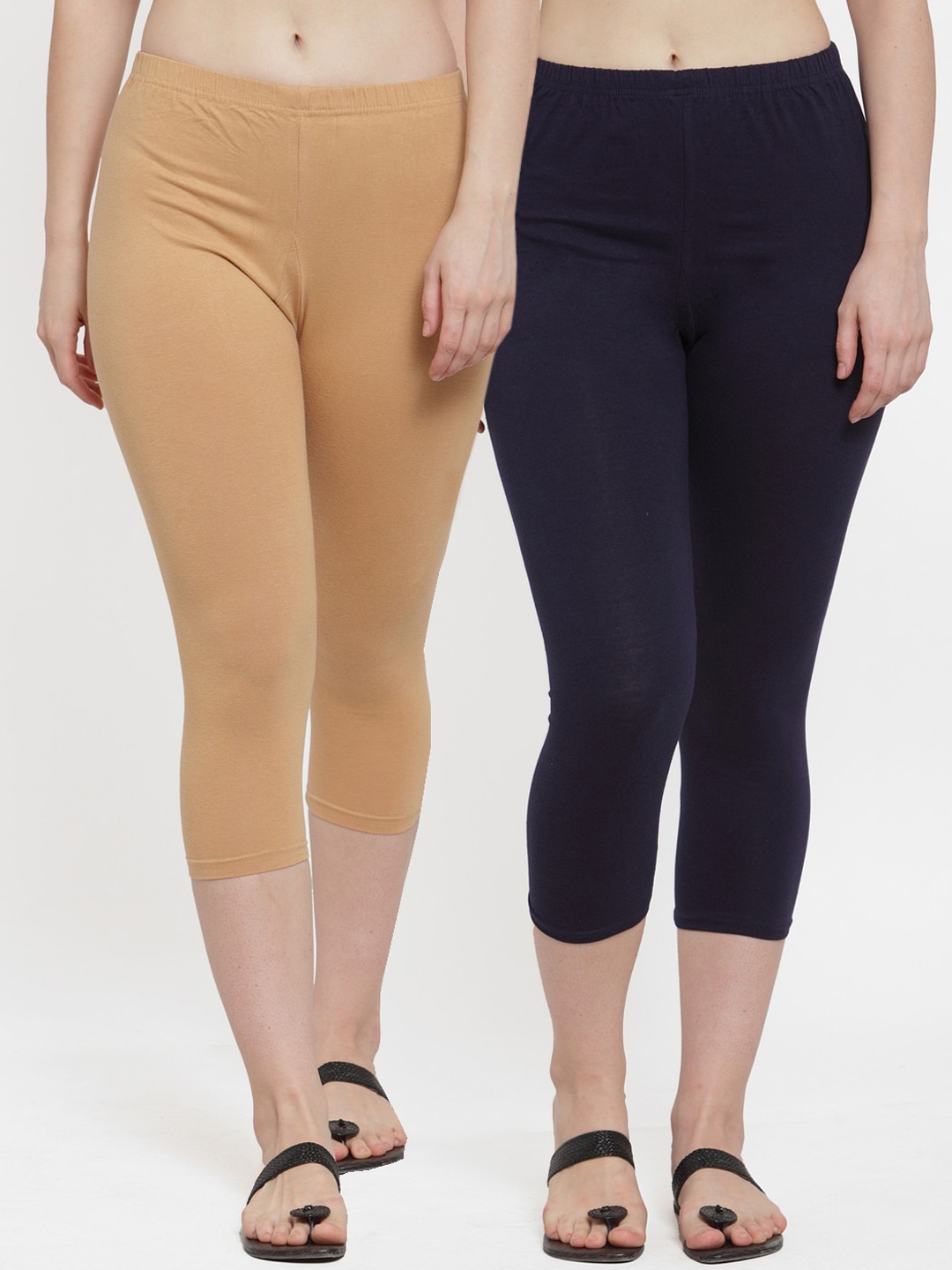 

Jinfo Women Beige & Black Capris