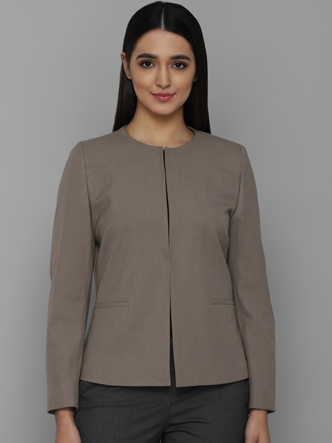 

Allen Solly Woman Brown Checked Single Breasted Casual Blazer