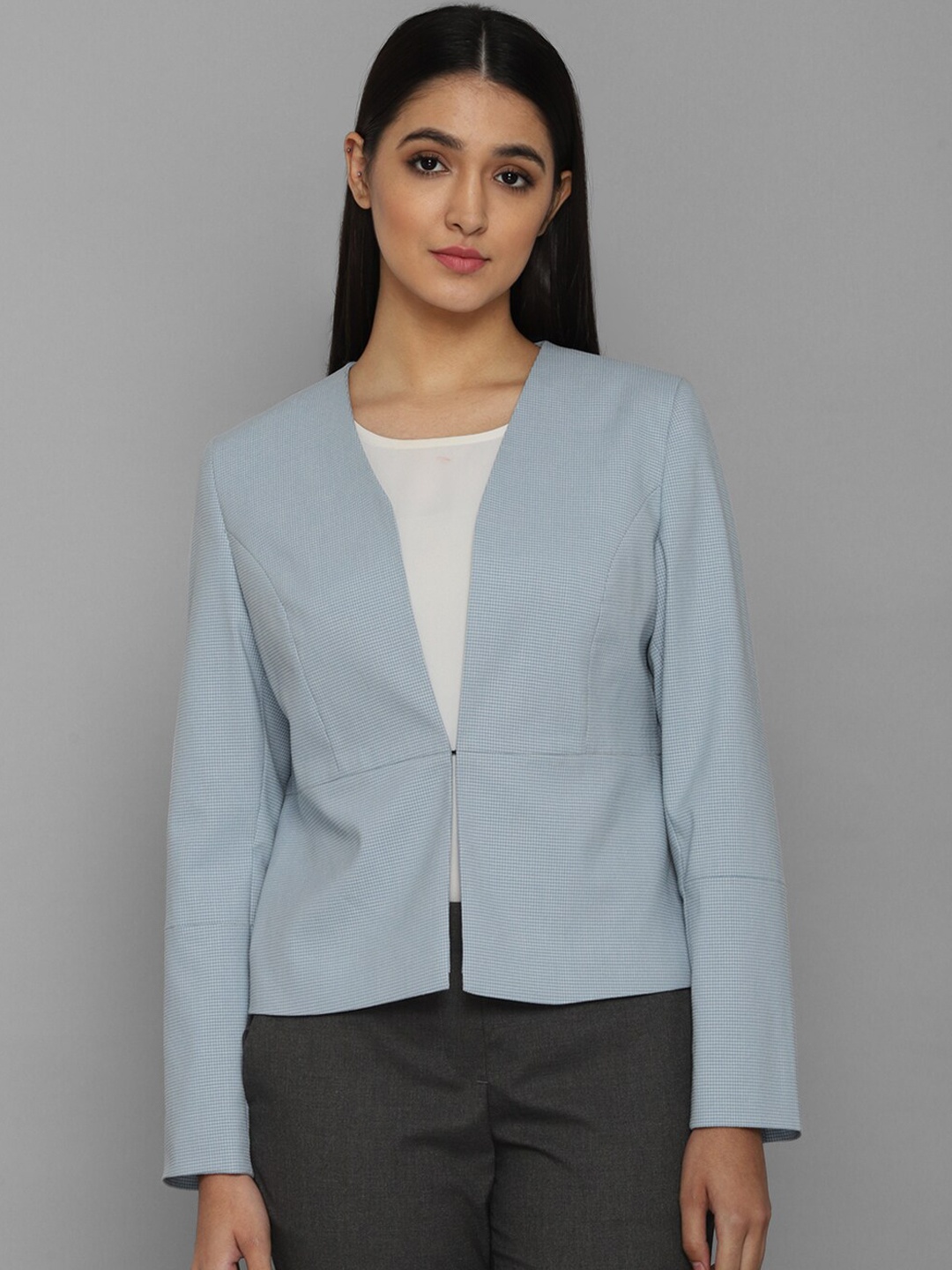 

Allen Solly Woman Blue Checked Single Breasted Casual Blazer