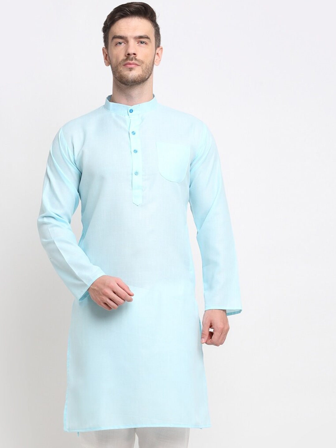 

Benstoke Men Turquoise Blue Kurta