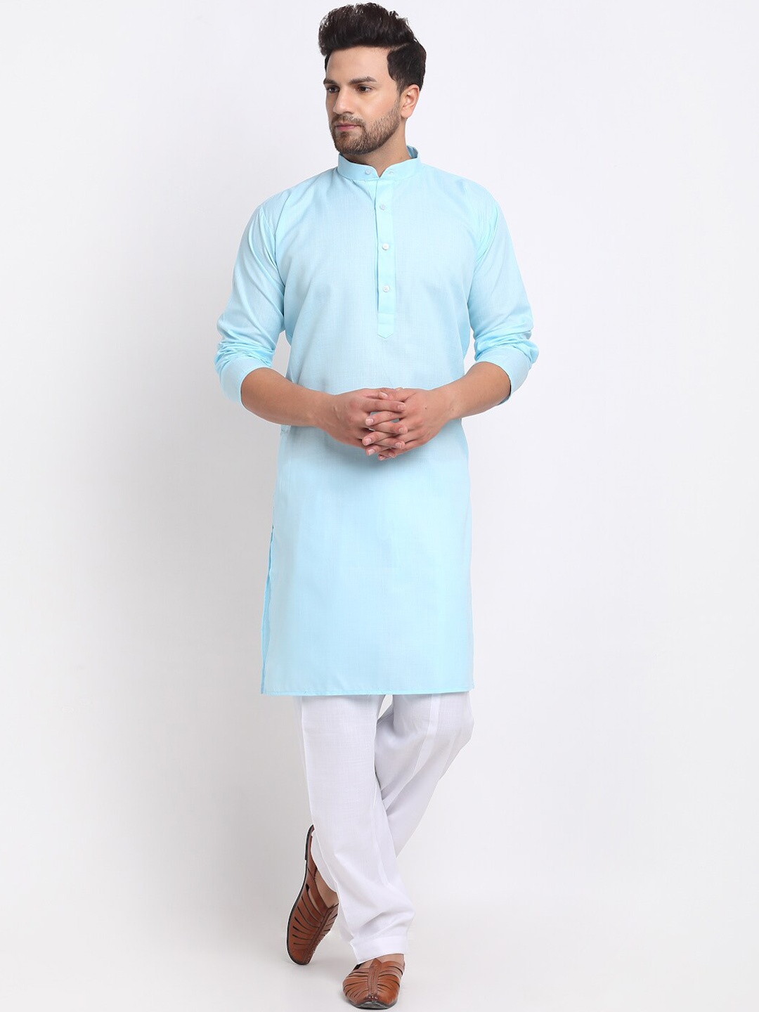 

Benstoke Men Turquoise Blue Kurta with Salwar