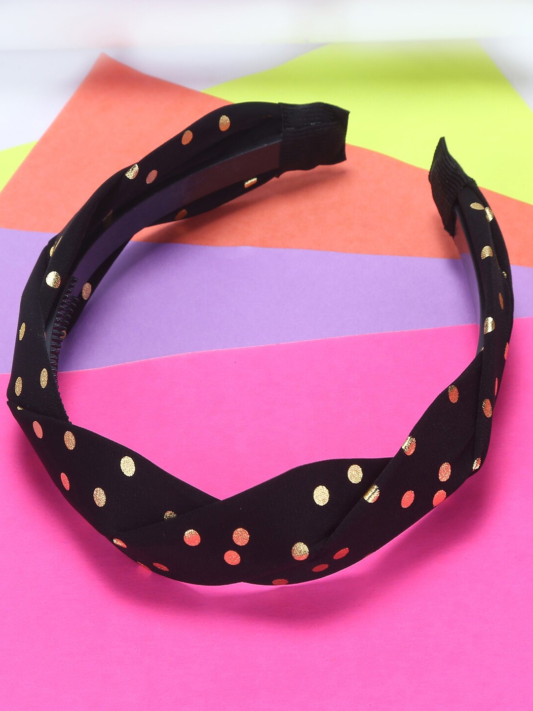 

Jewelz Women Black & Gold-Toned Printed Hairband
