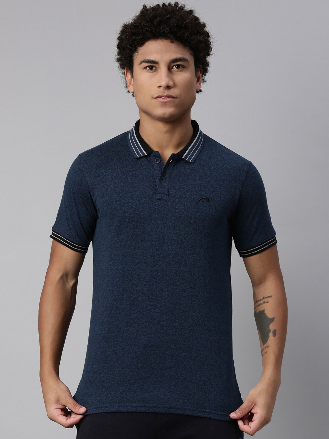 

Proline Active Men Navy Blue Polo Collar T-shirt