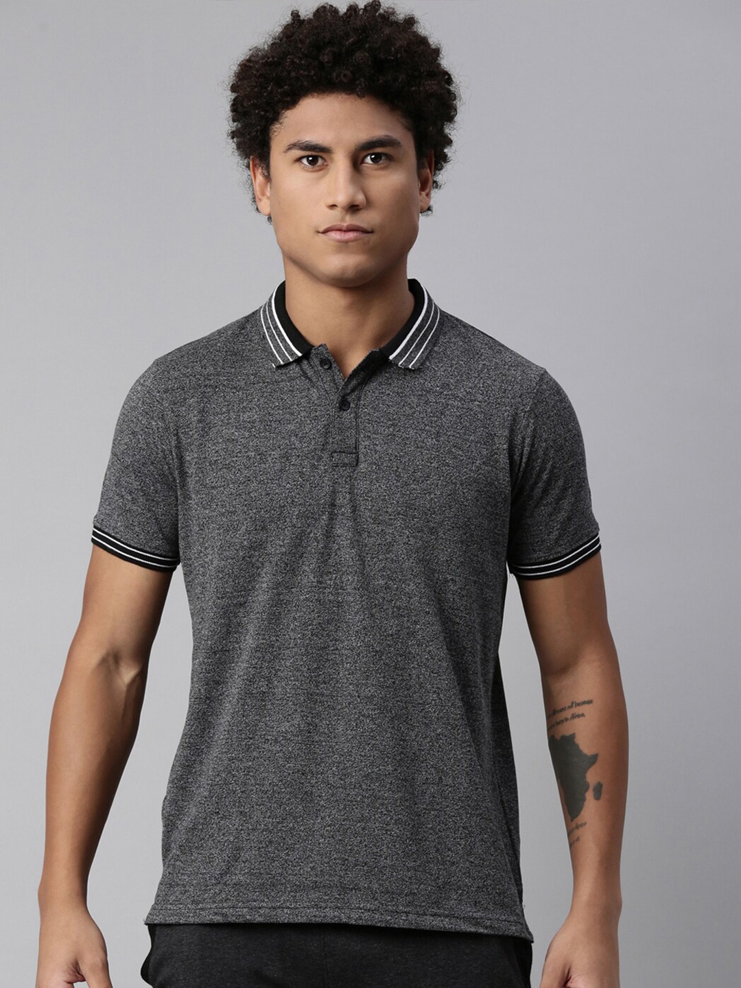 

Proline Active Men Grey Polo Collar CottonT-shirt