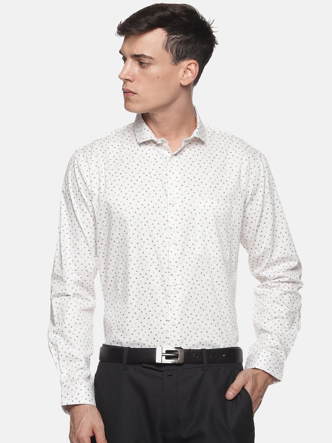 

DON VINO Men White Relaxed Printed Slim Fit Cotton Shirt
