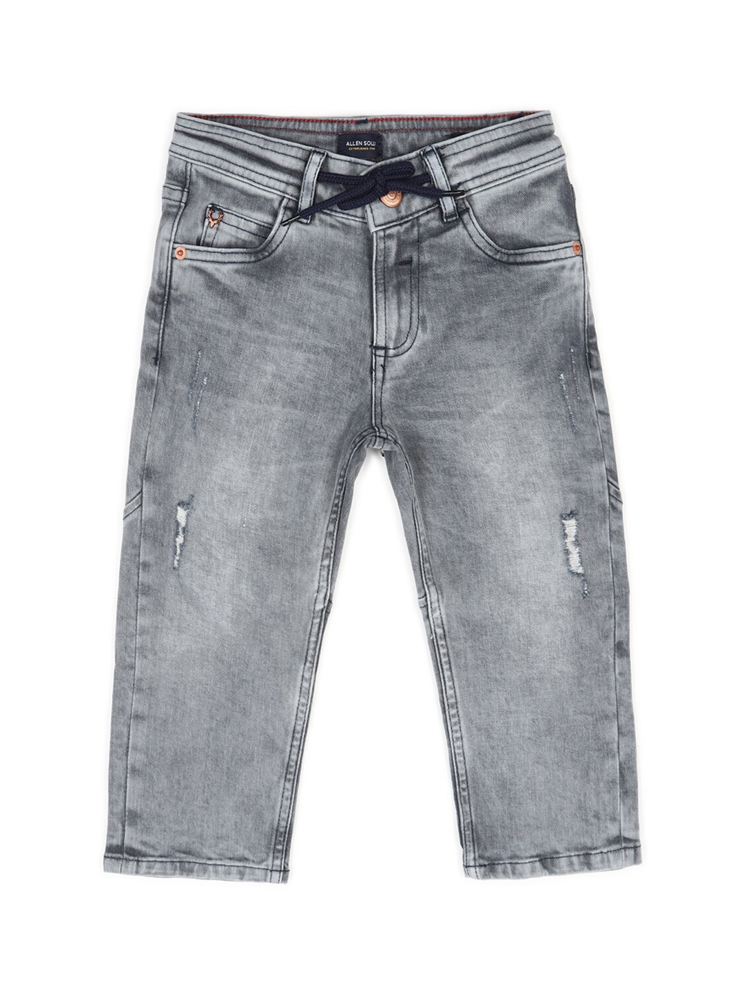 

Allen Solly Junior Boys Grey Low Distress Light Fade Jeans