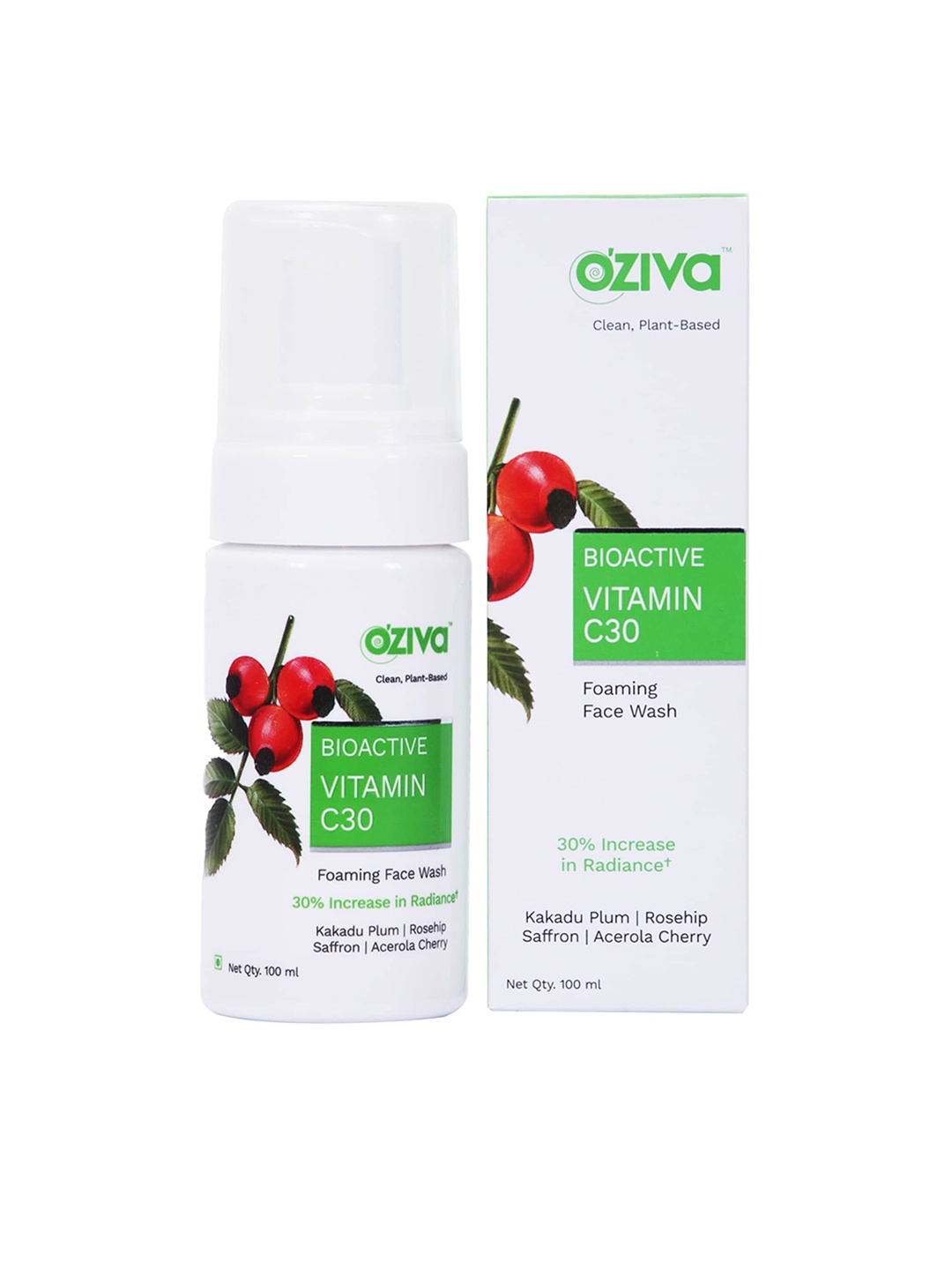 

OZiva Bioactive Vitamin C30 Foaming Face Wash with Kakadu Plum & Rosehip - 100 ml, White