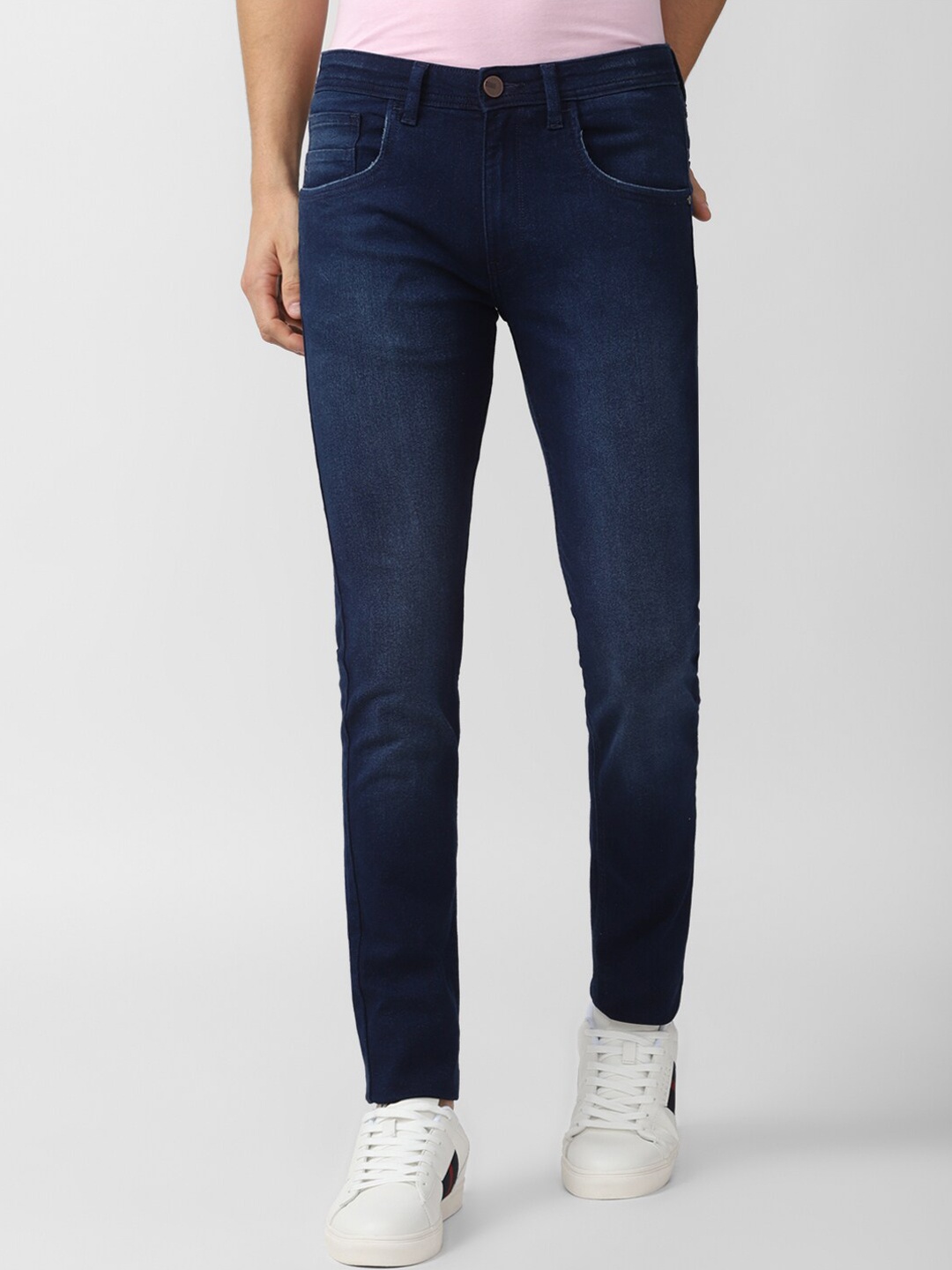 

V Dot Men Navy Blue Skinny Fit Light Fade Jeans