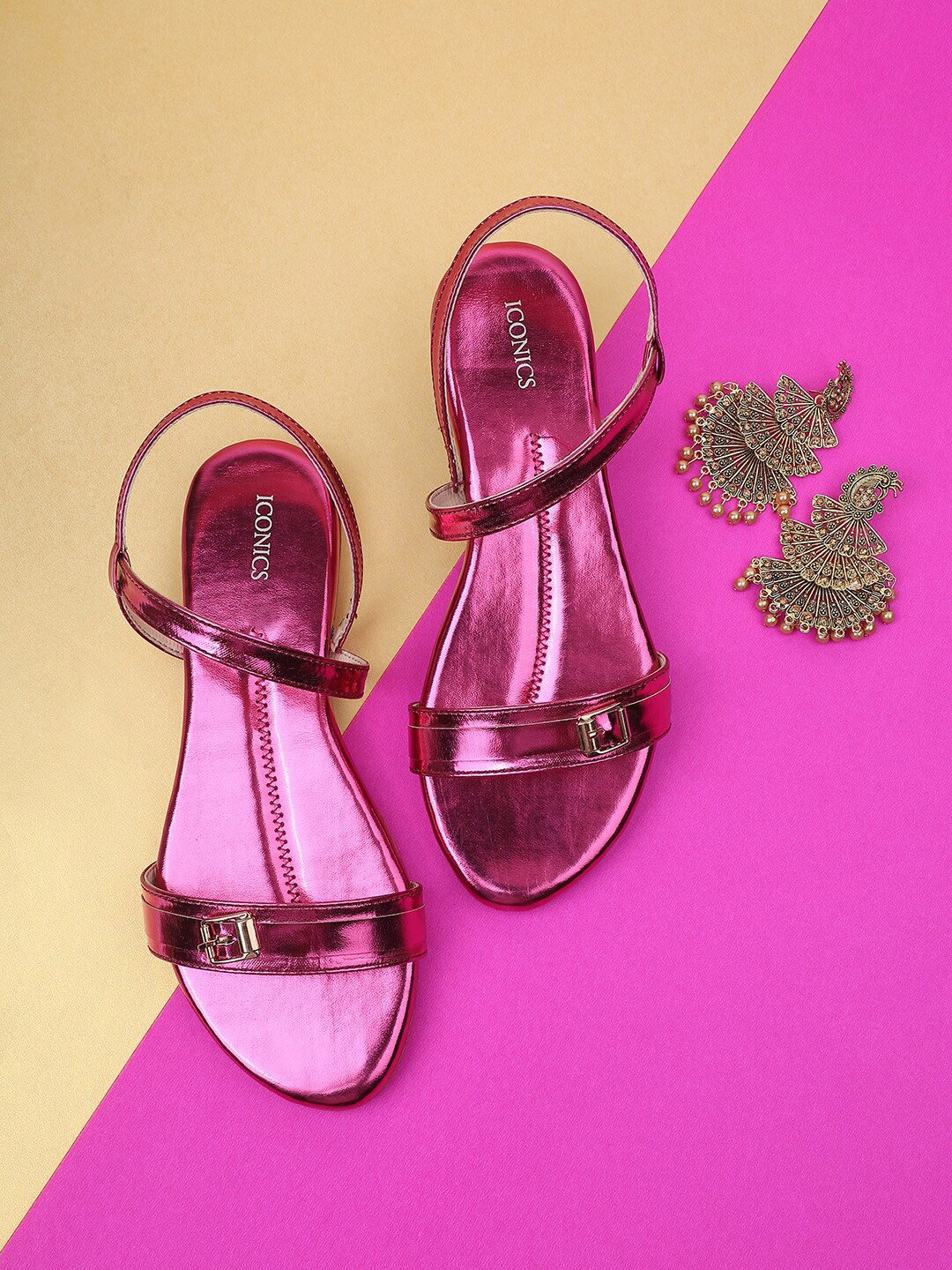 

ICONICS Women Purple Textured Party Open Toe Flats