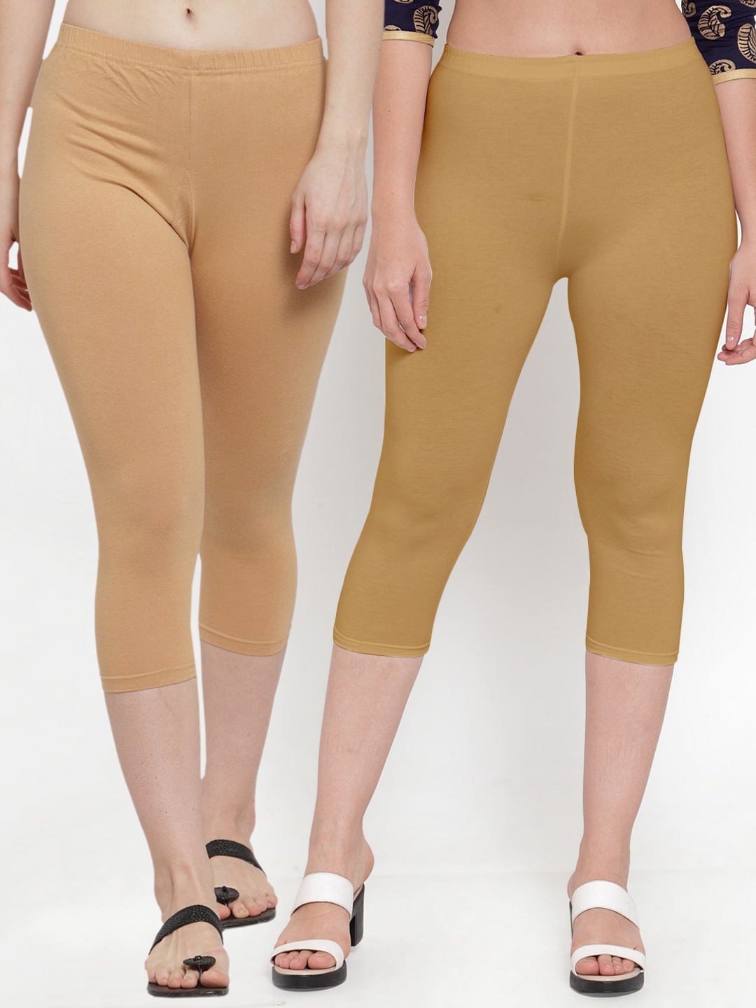 

GRACIT Women Pack of 2 Beige Capris