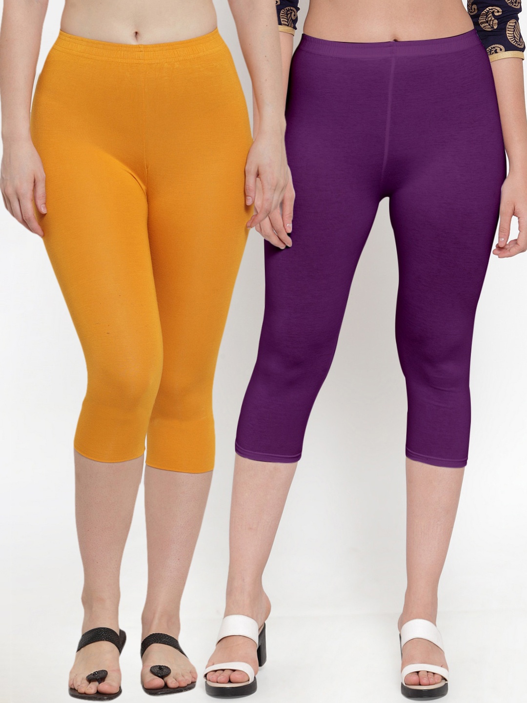 

GRACIT Women Purple & Mustard Capris