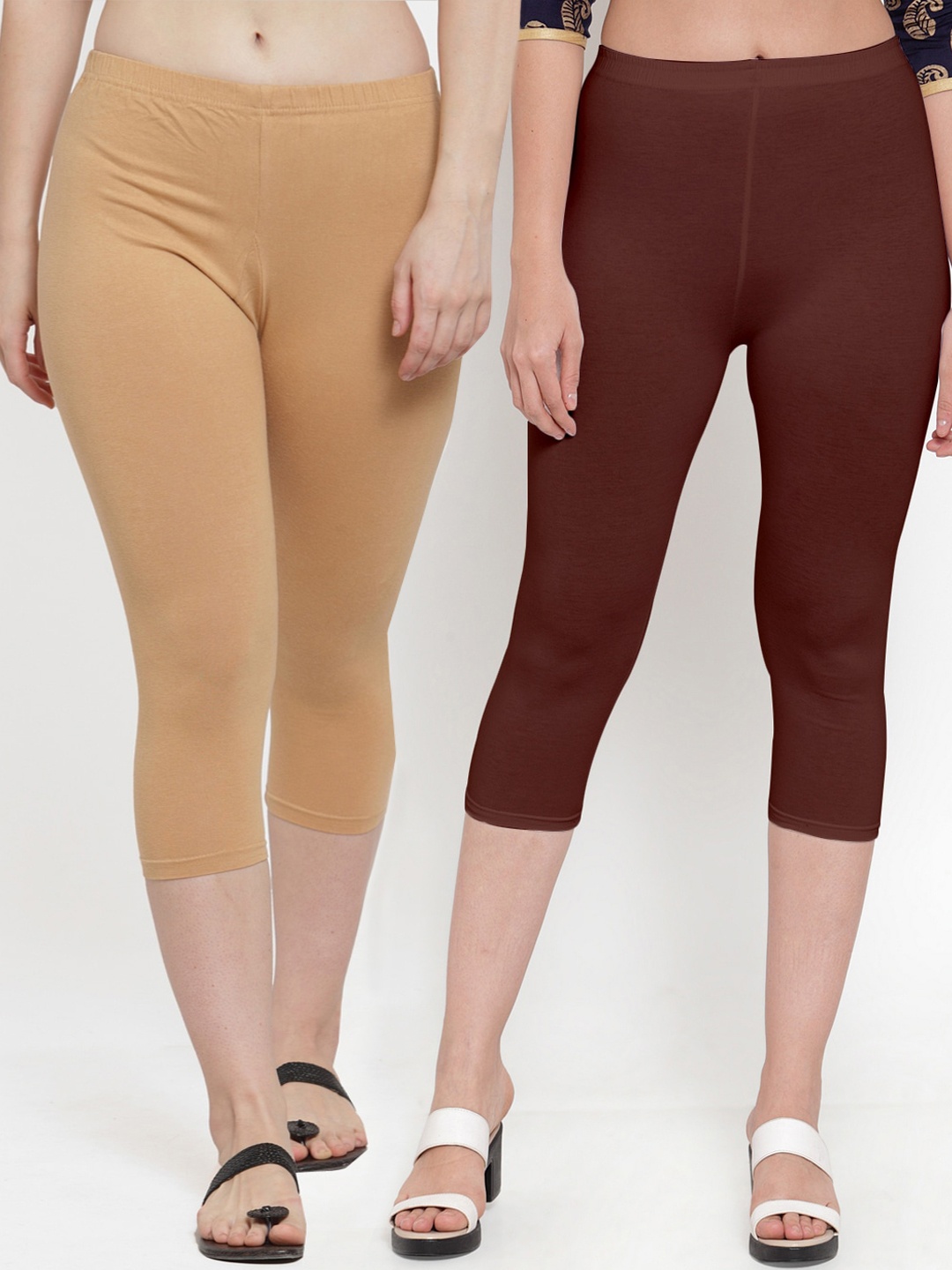 

GRACIT Pack Of 2 Women Beige & Maroon Capris