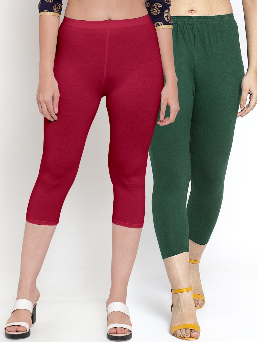 

GRACIT Pack Of 2 Women Green & Maroon Capris