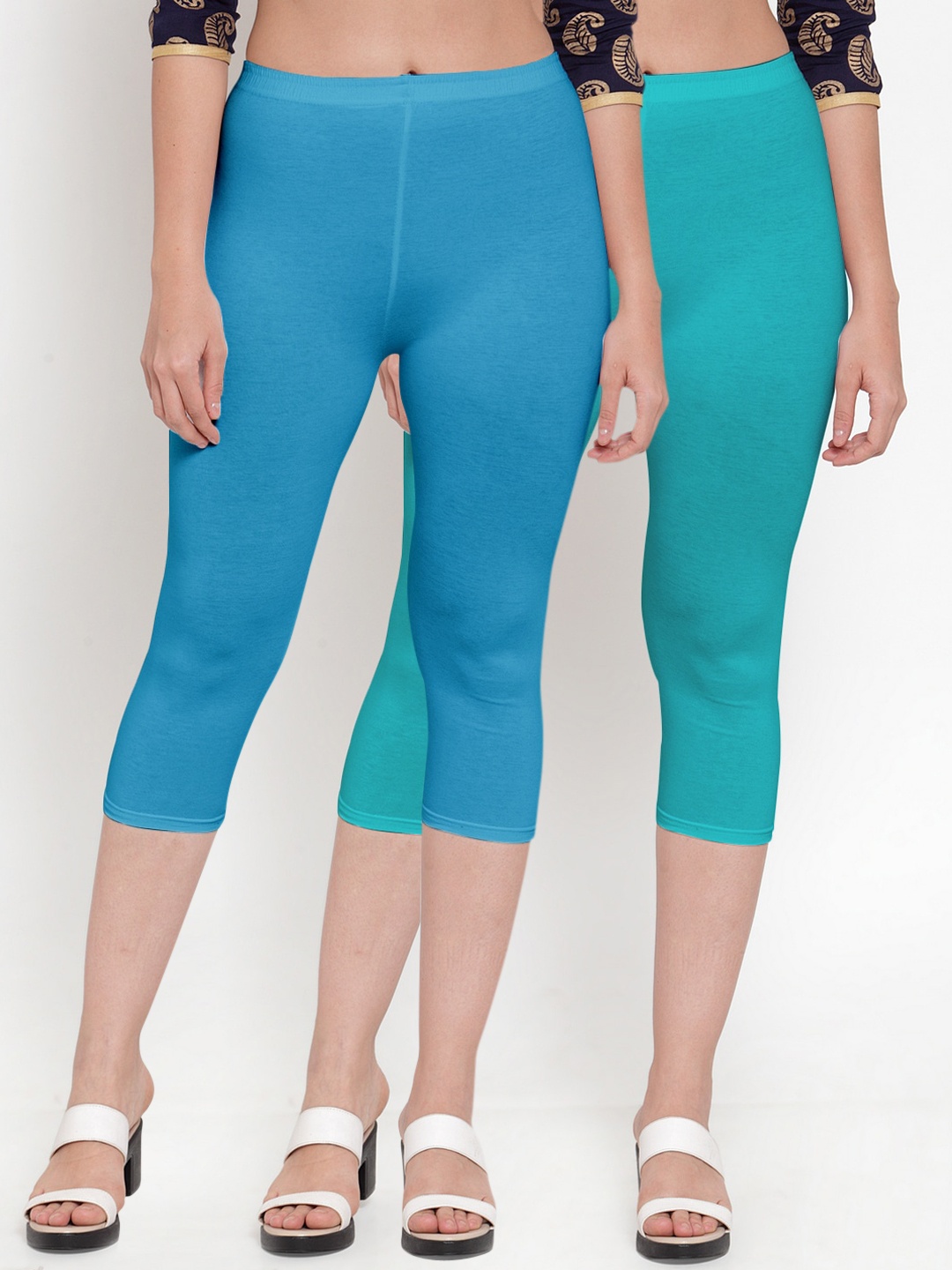 

GRACIT Women Pack of 2 Blue Capris