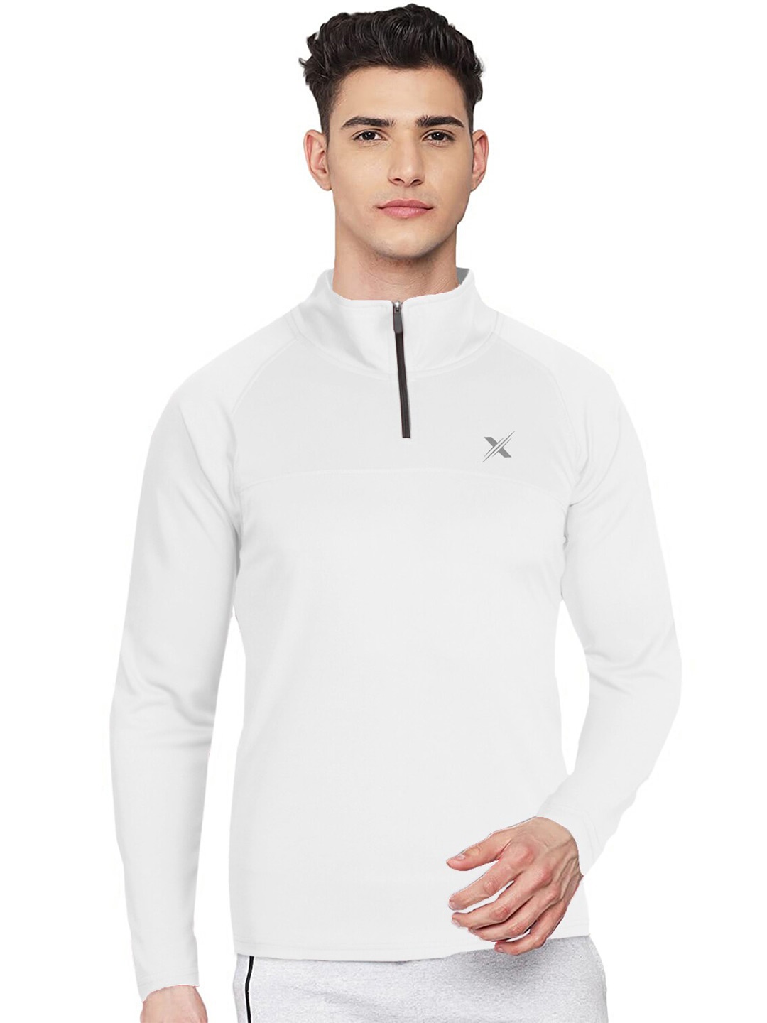 

FTX Men White High Neck Full sleeve T-shirt