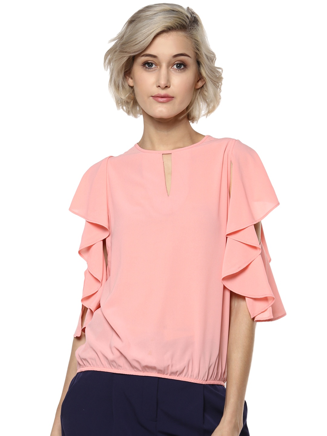 

Harpa Women Pink Solid Blouson Top