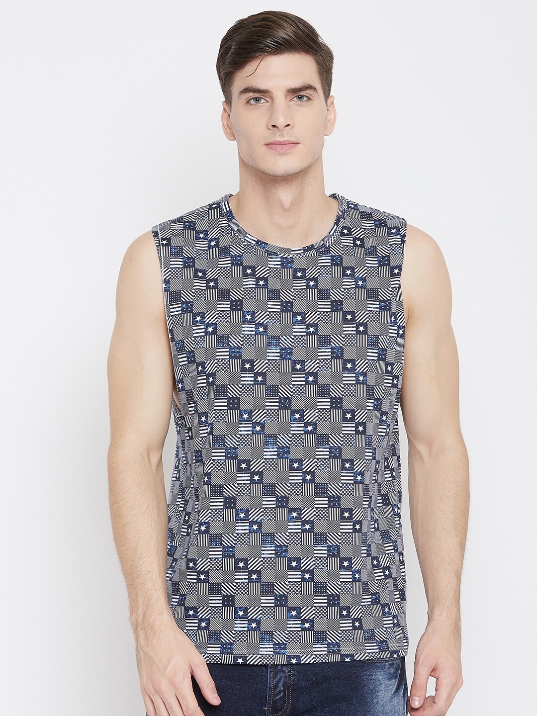 

Hypernation Men Blue Printed T-shirt