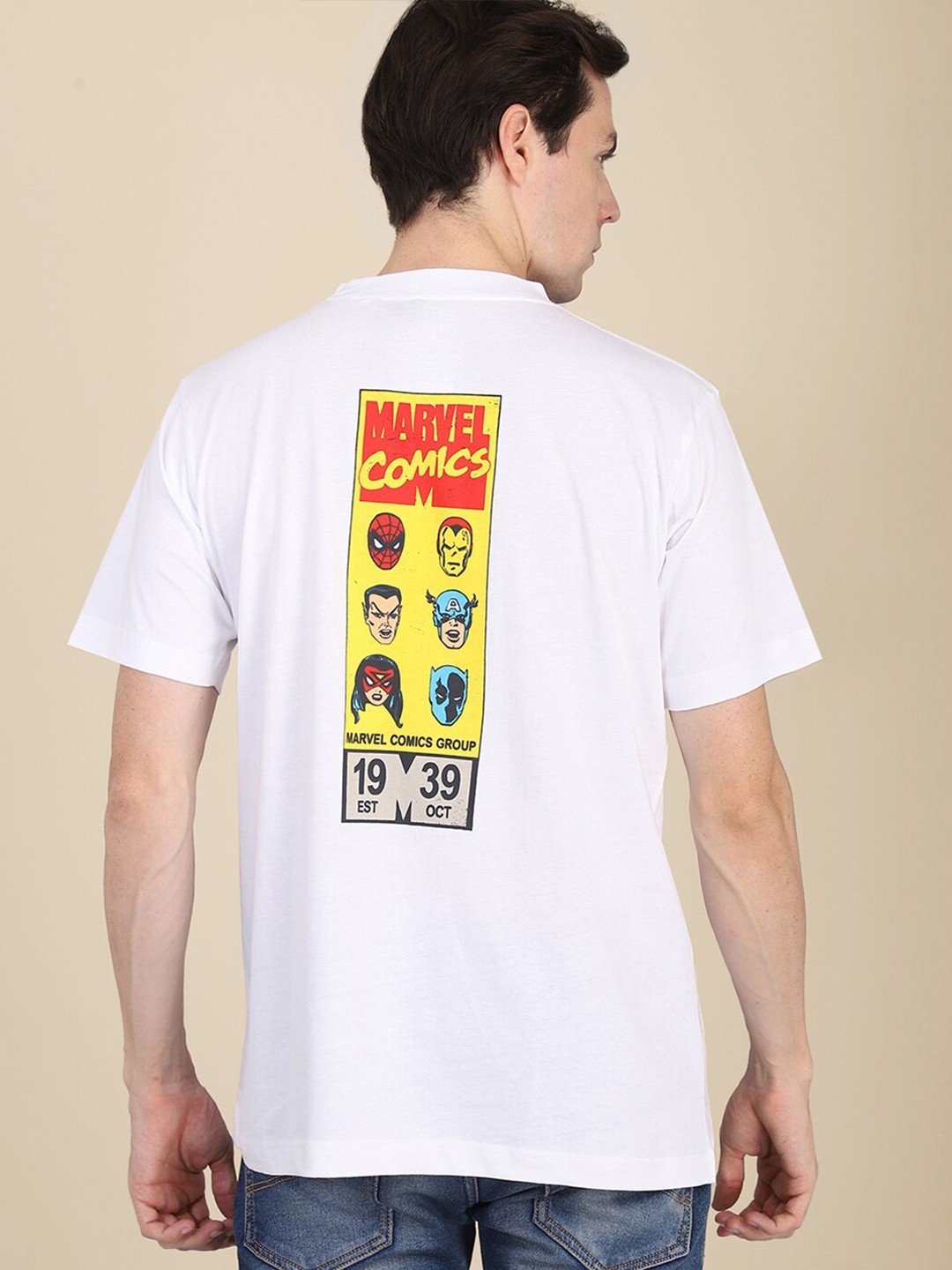 

Free Authority Men White & Yellow Printed Marvel Avengers Printed T-shirt