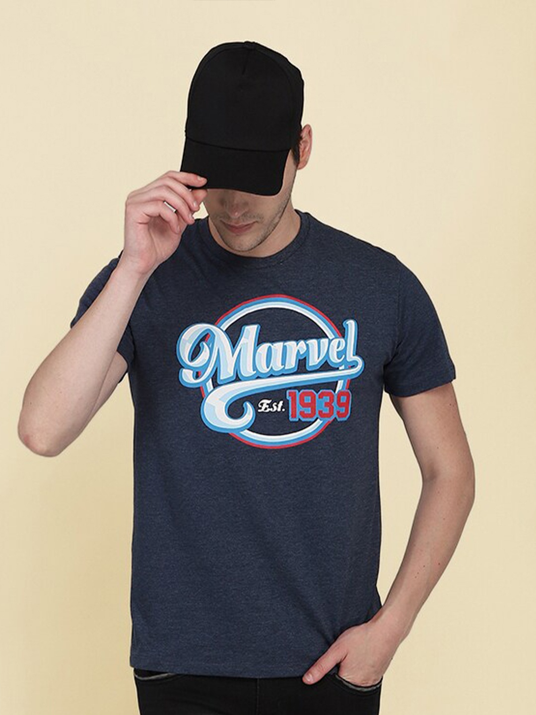 

Free Authority Marvel Comics Printed Tshirt For Men, Navy blue