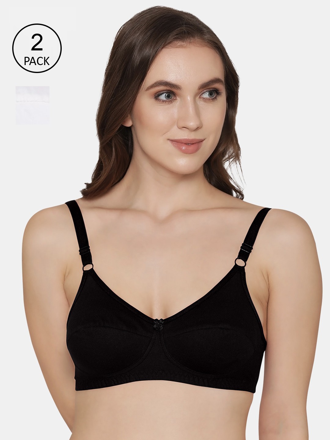 

K LINGERIE Women Pack Of 2 Black And White Cotton Bra