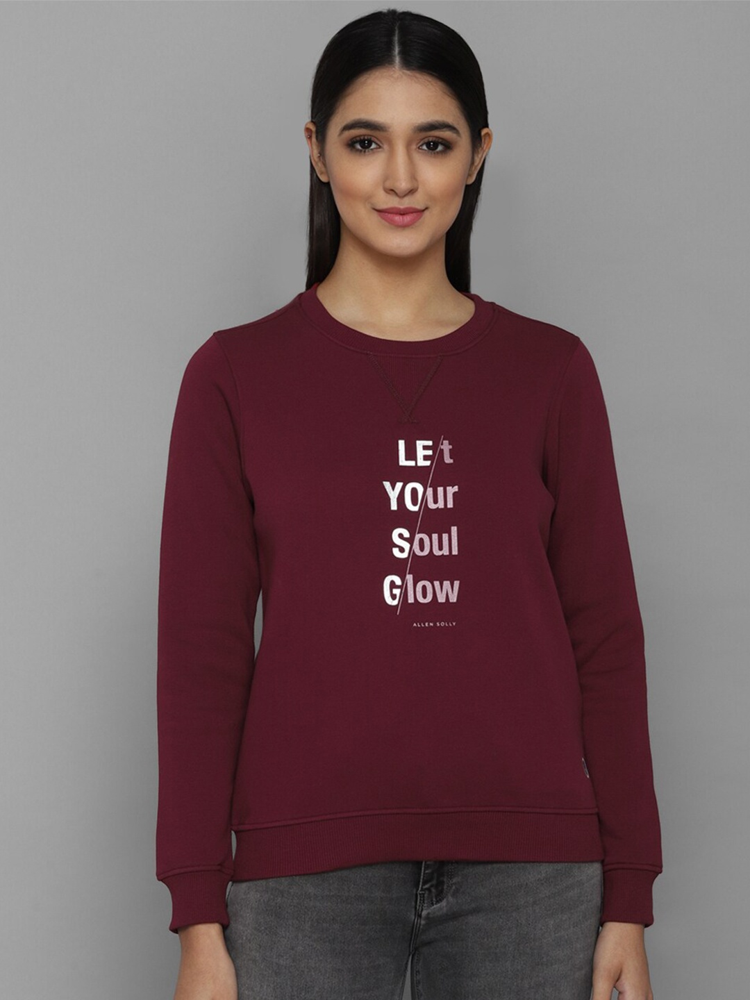 

Allen Solly Woman Women Maroon Printed Sweatshirt
