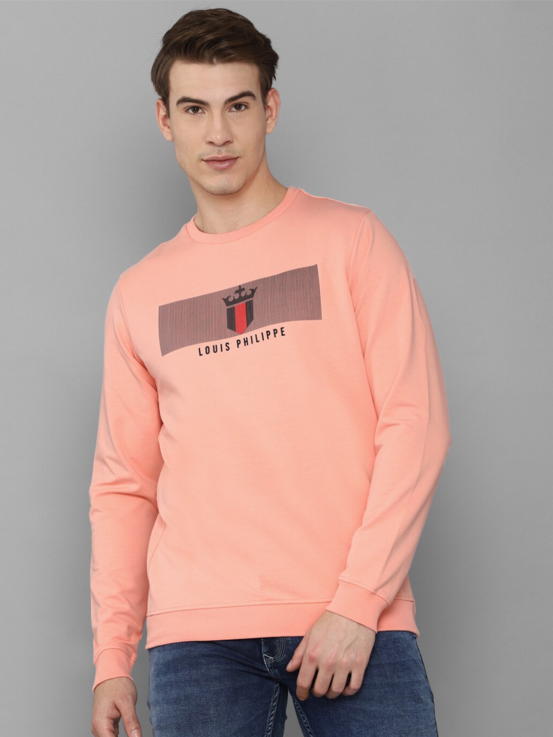 

Louis Philippe Sport Men Peach-Coloured Printed Sweatshirt