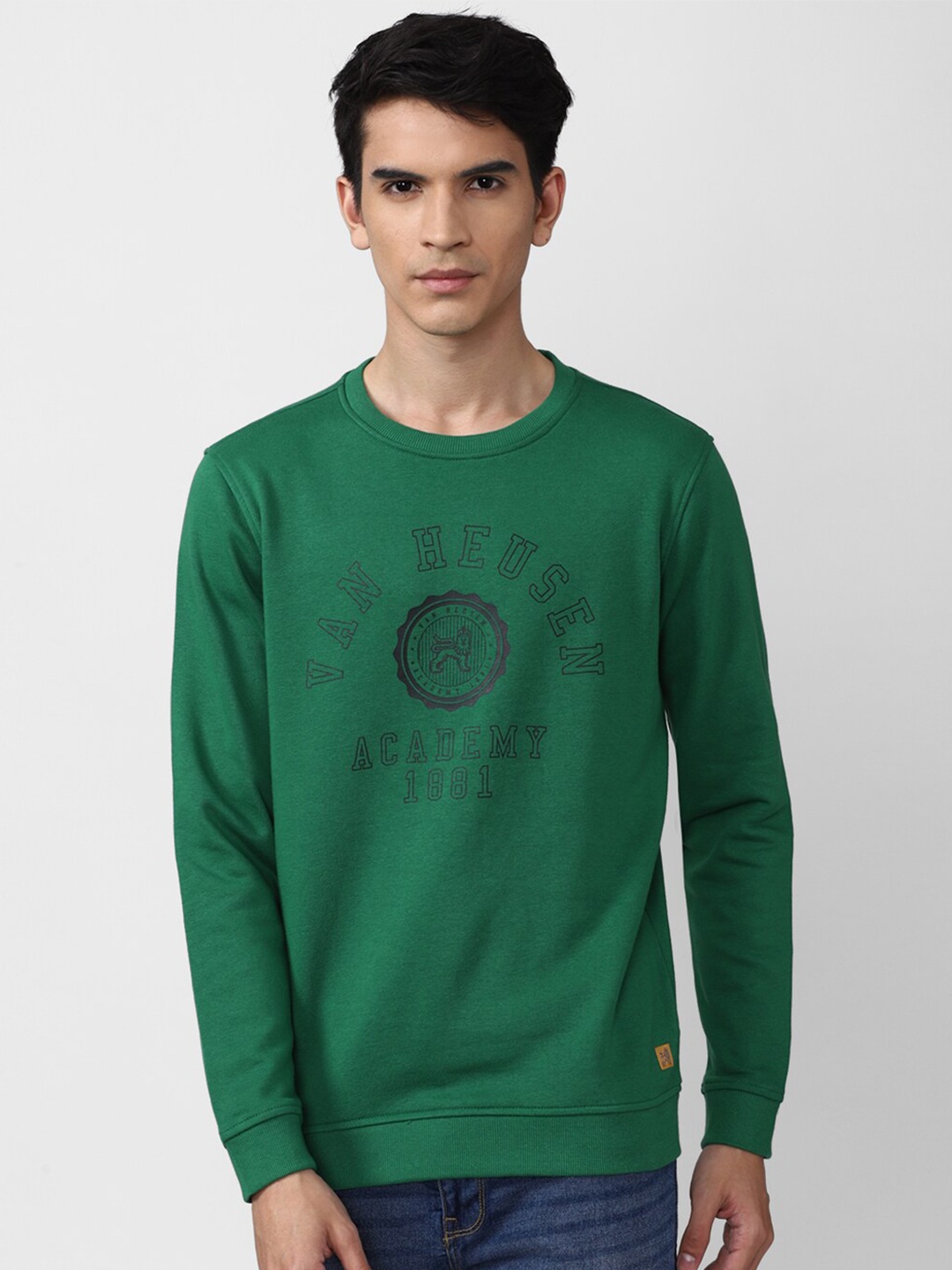 

Van Heusen ACADEMY Men Green Printed Sweatshirt