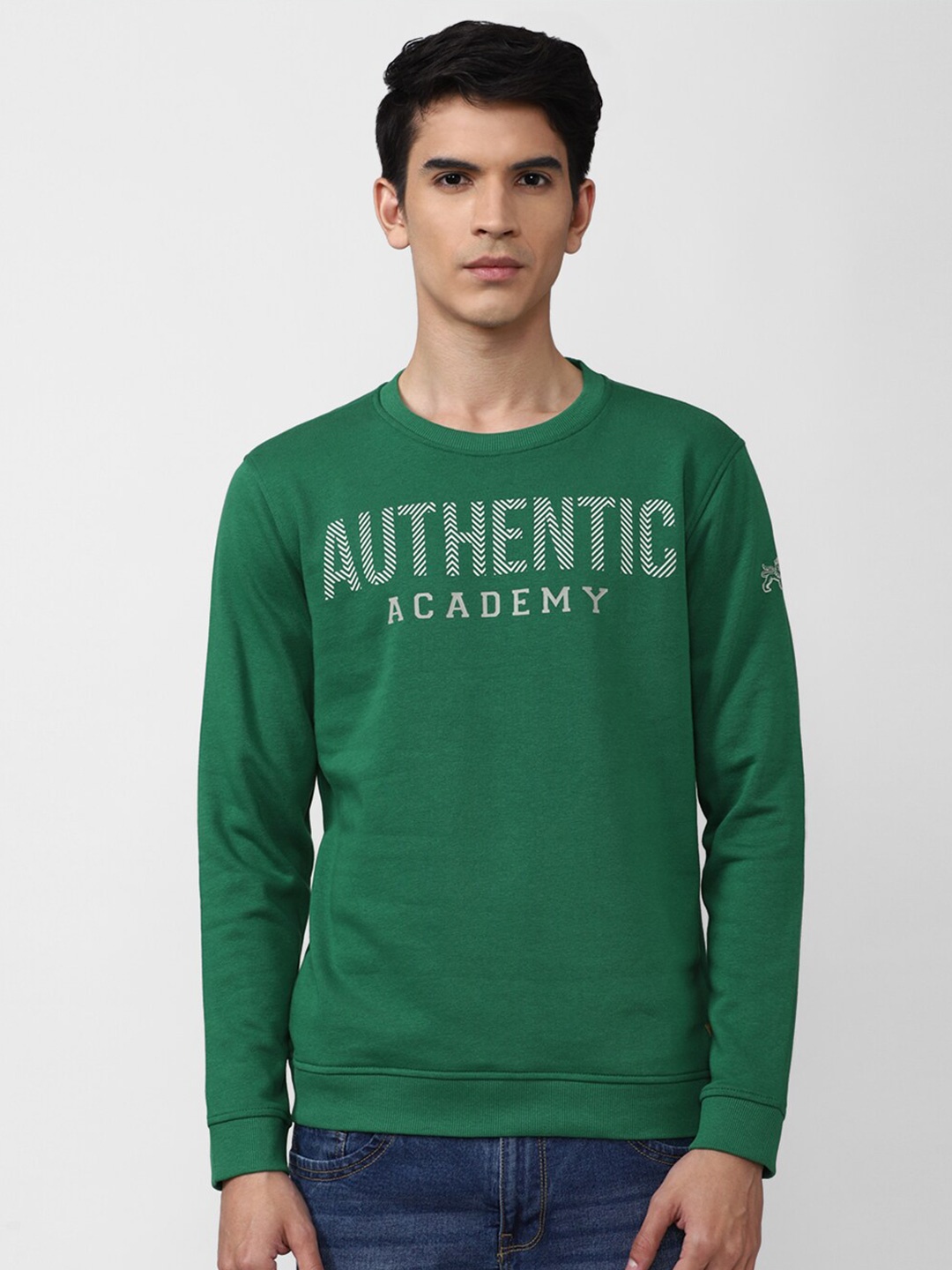 

Van Heusen ACADEMY Men Green Printed Sweatshirt