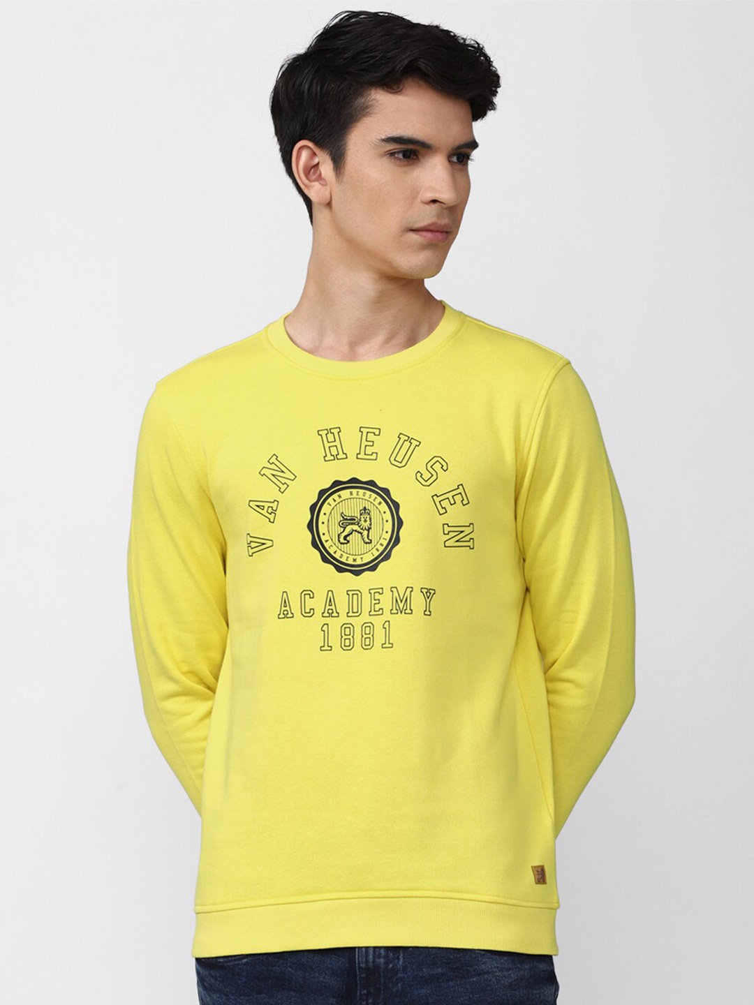 

Van Heusen ACADEMY Men Yellow Printed Sweatshirt