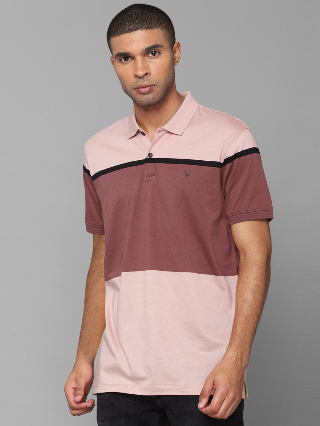 

Allen Solly Men Pink Colourblocked Polo Collar T-shirt