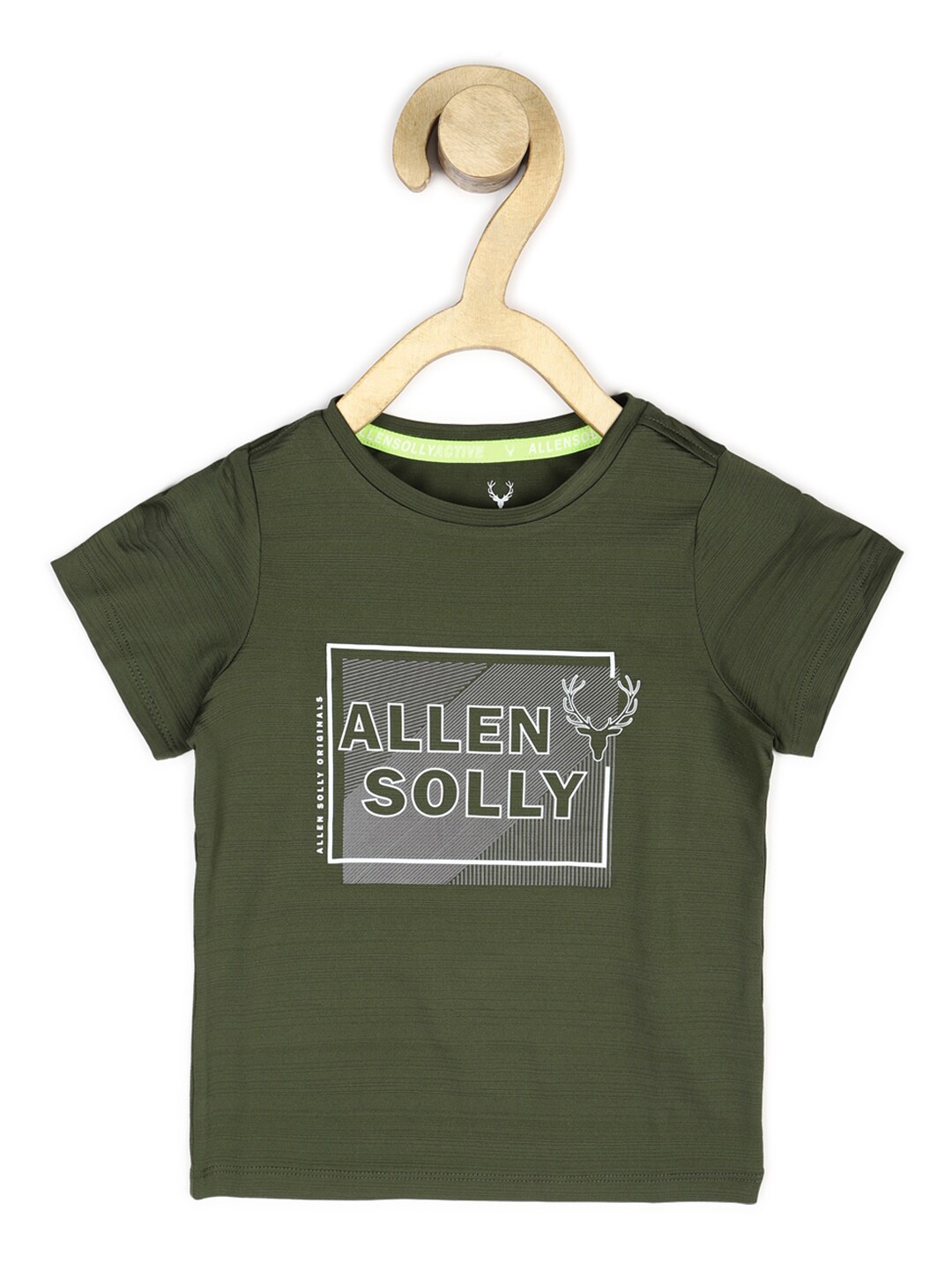 

Allen Solly Junior Boys Olive Green Typography Printed T-shirt