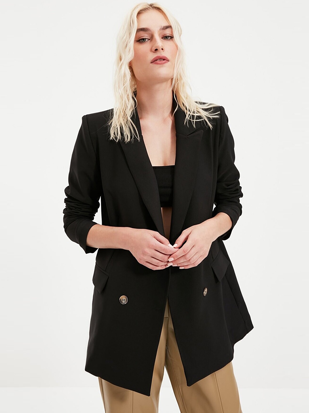 

Trendyol Longline Double Breasted Blazer, Black