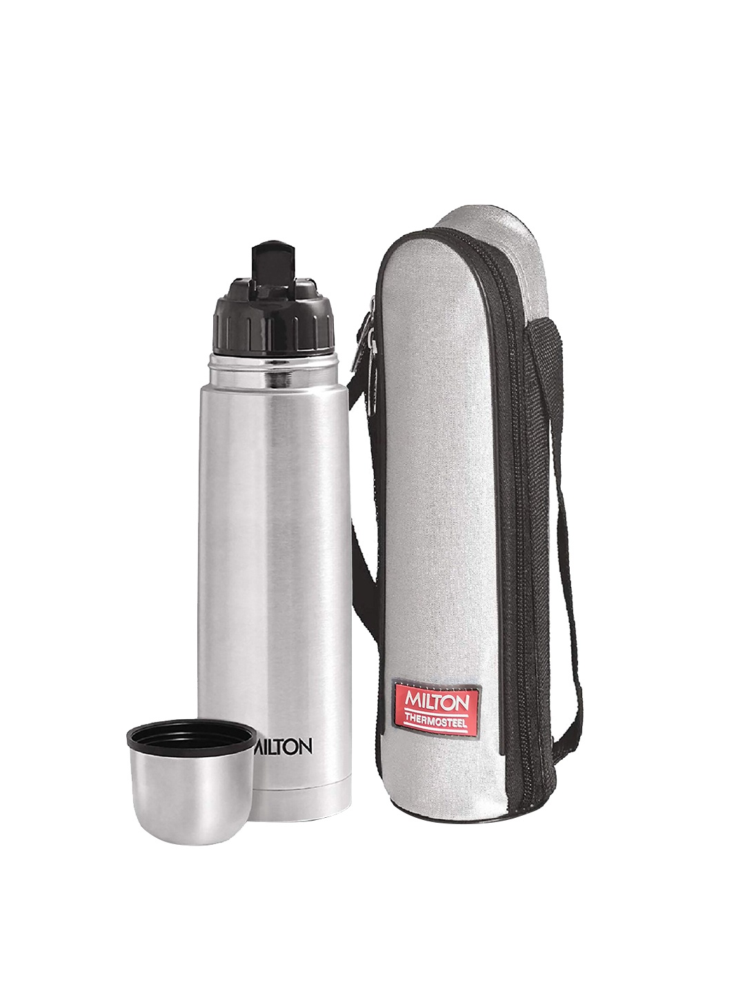 

Milton Flip Lid 750 Thermosteel Vacuum Insulated Flask with Jacket Double Walled Bottle, Silver