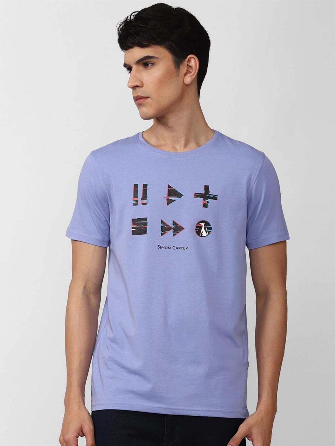 

SIMON CARTER LONDON Men Blue Typography Printed Slim Fit T-shirt