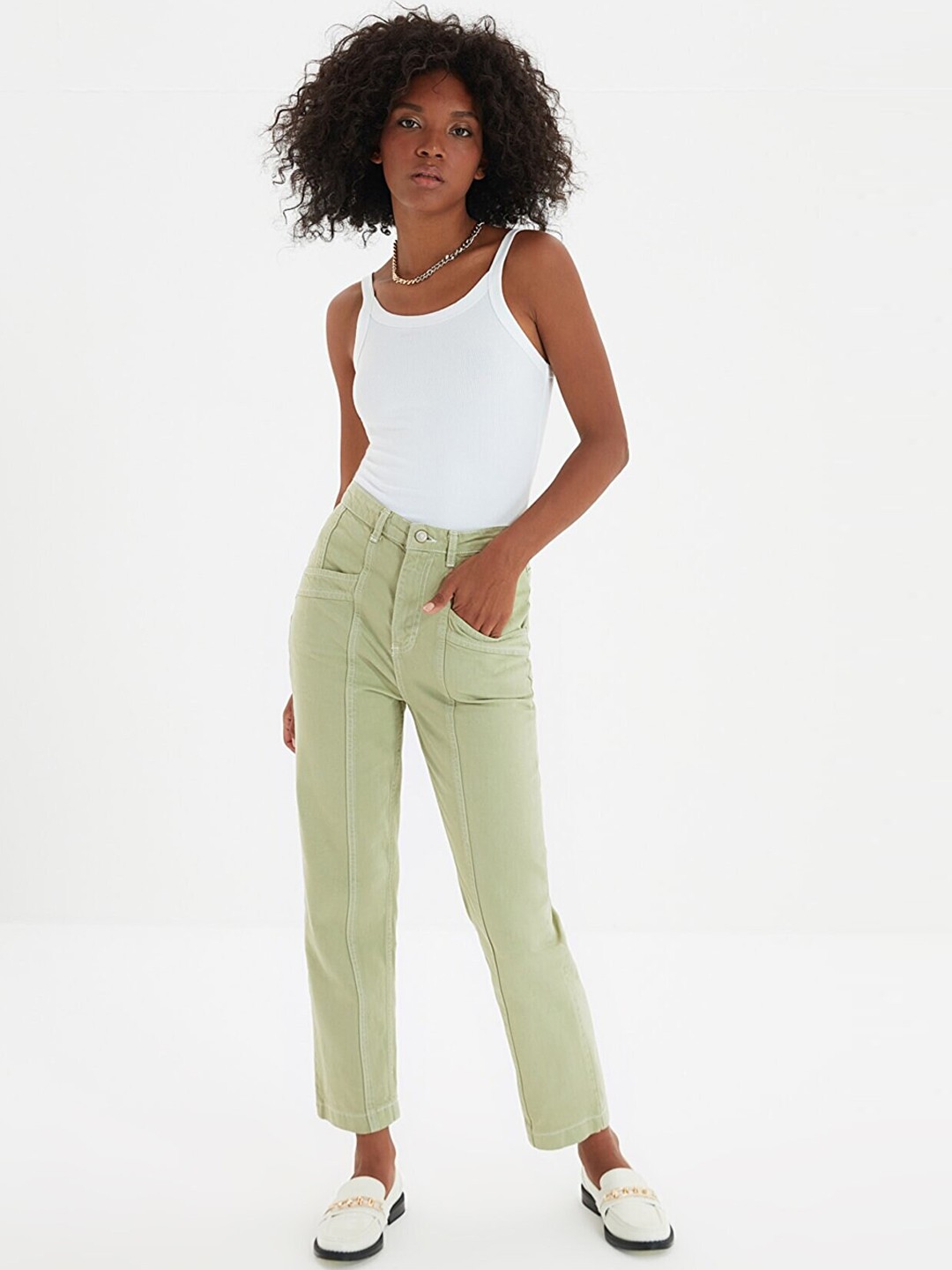 

Trendyol Women Green Regular Fit Jeans
