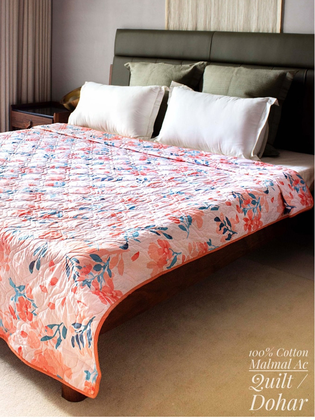 

URBAN SPACE Floral AC Room Double Bed Blanket, Peach