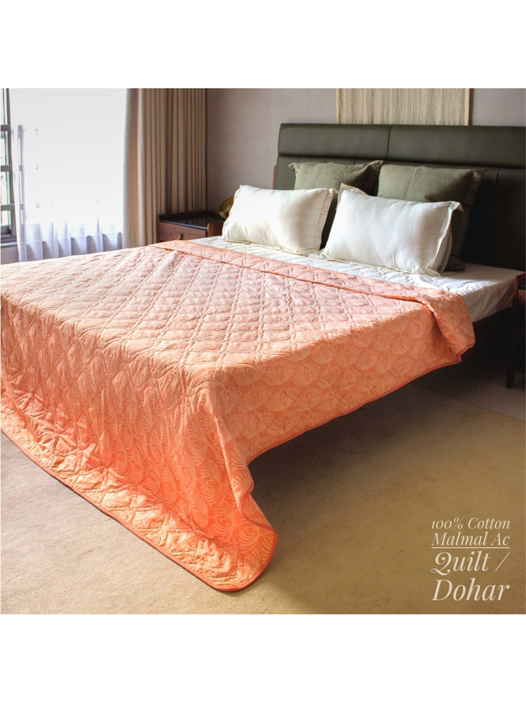 

URBAN SPACE Peach-Coloured AC Room 300 GSM Double Cotton Bed Comforter