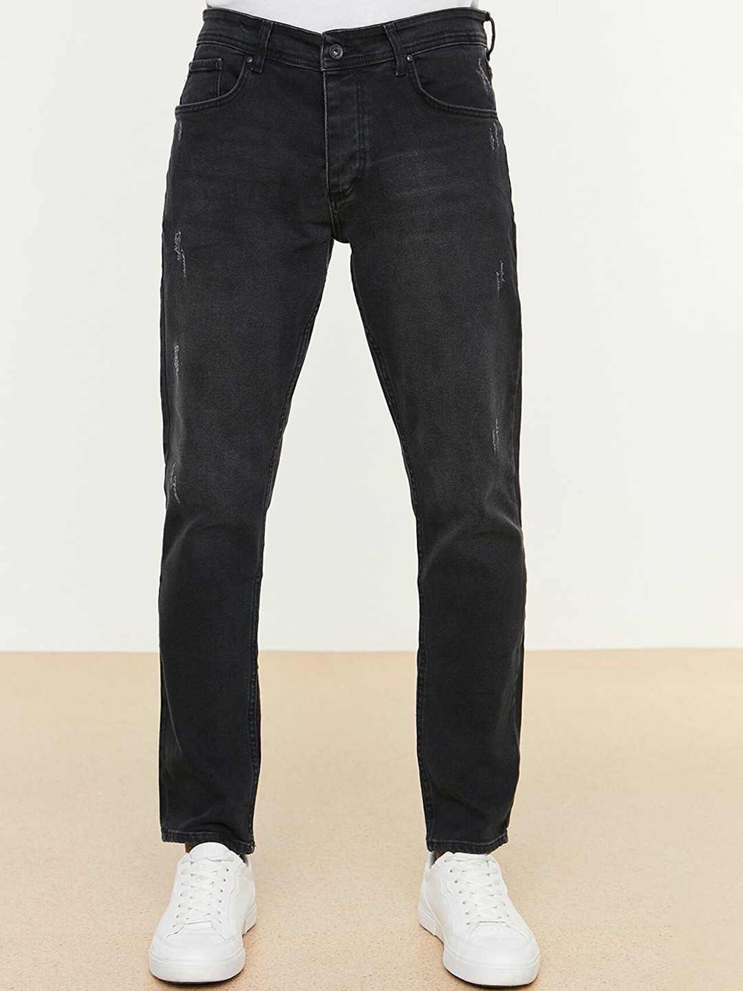 

Trendyol Men Charcoal Low Distress Jeans