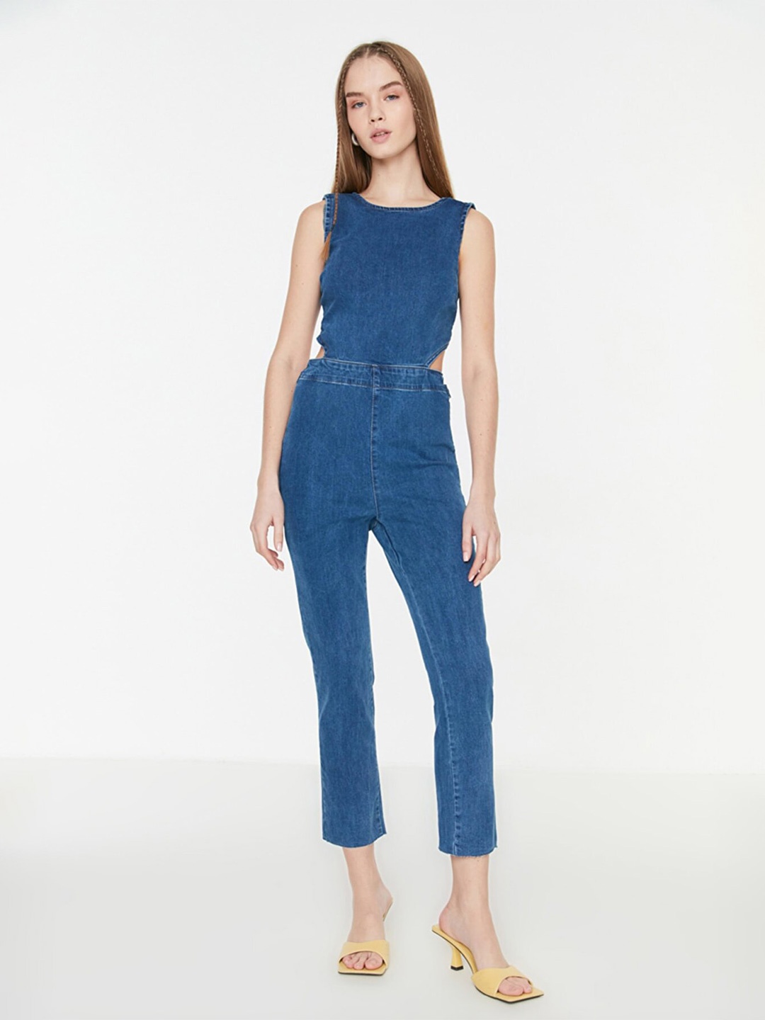 

Trendyol Blue Solid Basic Jumpsuit