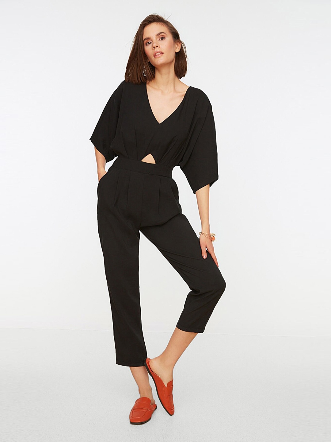 

Trendyol Women Black Solid Cuts Out Basic Jumpsuit