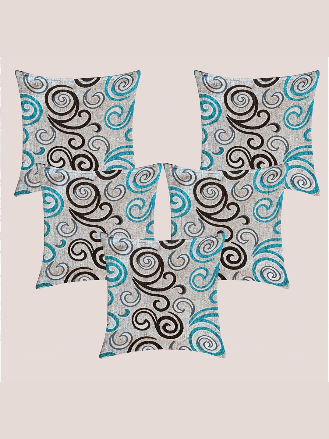 

Molcha Blue & Grey Set of 5 Geometric Square Cushion Covers