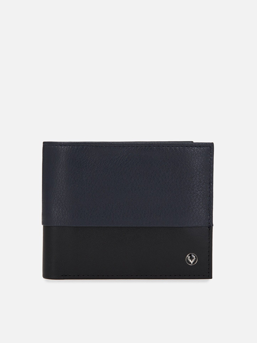 

Allen Solly Men Navy Blue Textured Leather Two Fold Wallet