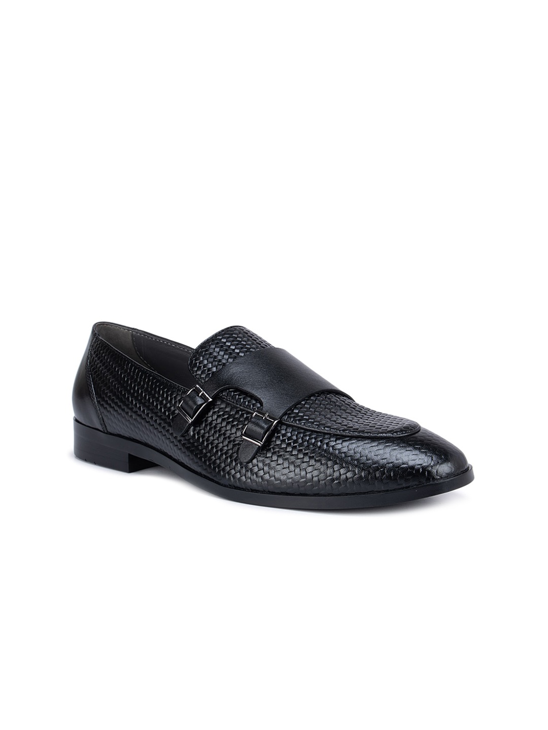 

ROSSO BRUNELLO Men Black Textured Leather Formal Loafers