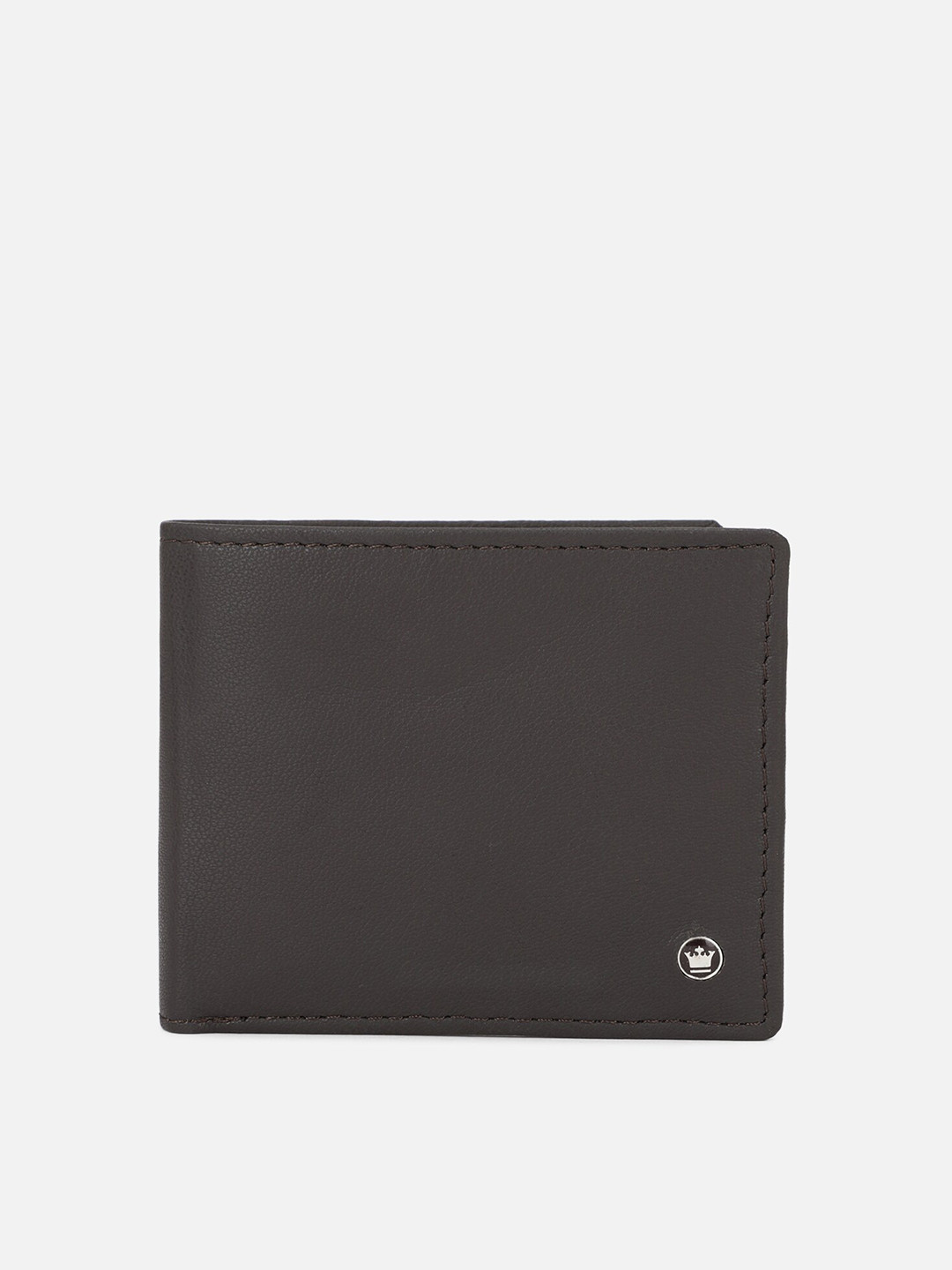 

Louis Philippe Men Grey & Brown Leather Two Fold Wallet