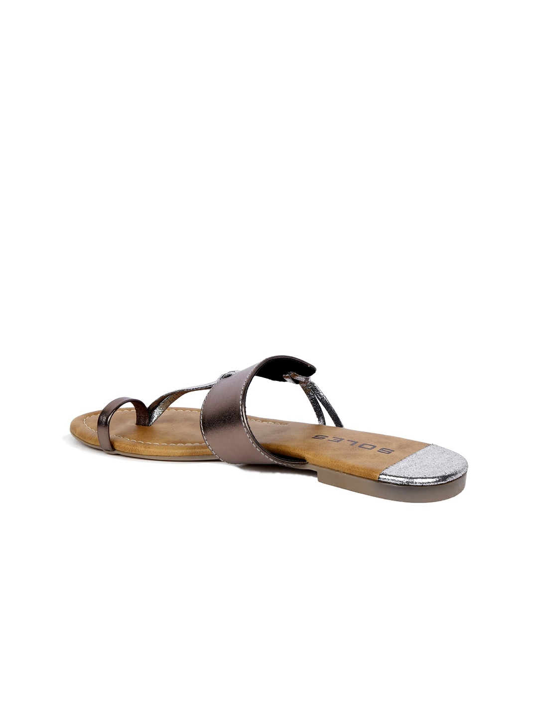 

SOLES Women Gunmetal-Toned One Toe Flats, Metallic