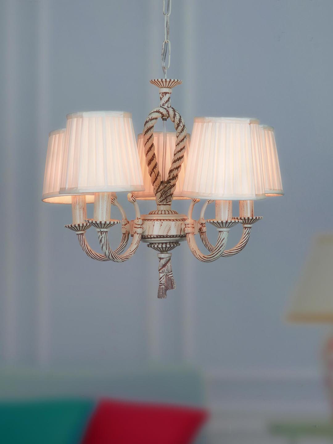 

Fos Lighting Silver Toned & White Textured Antique Ceiling Lamp