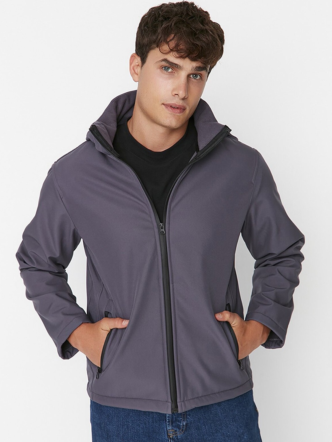 

Trendyol Men Grey Bomber Jacket