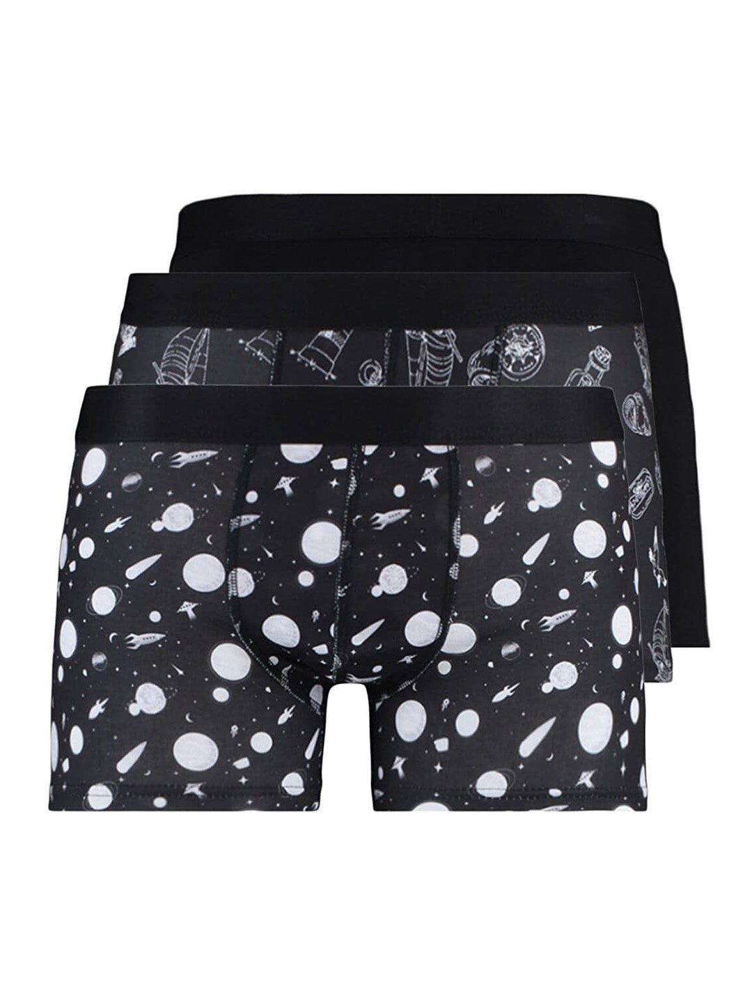 

Trendyol Pack of 3 Men Black Printed Boxers-241218039